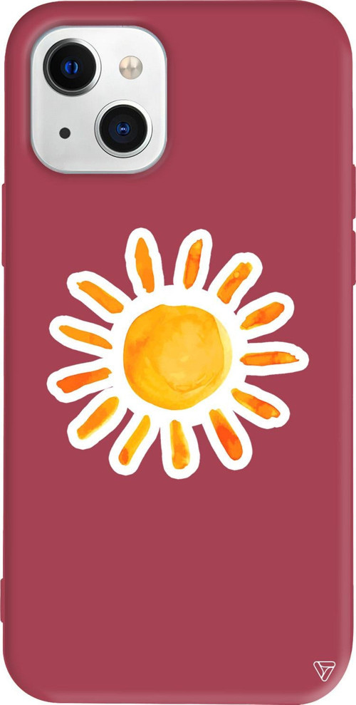 iPhone 15 Uyumlu Bordo Renkli Silikon Güneş Summer Koleksiyonu Telefon Kılıfı