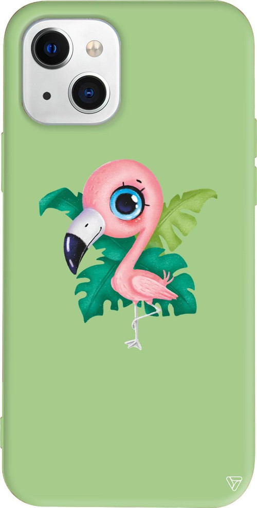 iPhone 15 Uyumlu Açık Yeşil Renkli Silikon Yavru Flamingo Animal Koleksiyonu Telefon Kılıfı