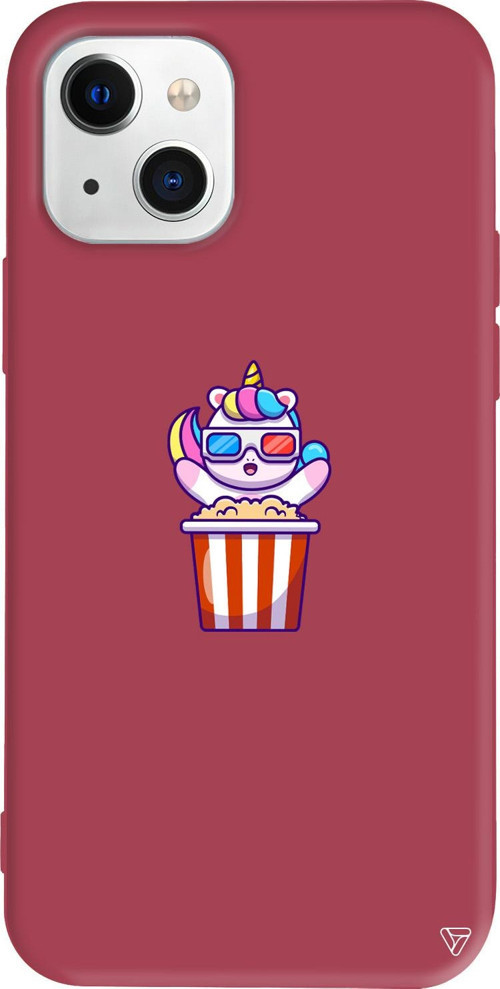 iPhone 15 Uyumlu Bordo Renkli Silikon Moviecorn Sticker Koleksiyonu Telefon Kılıfı