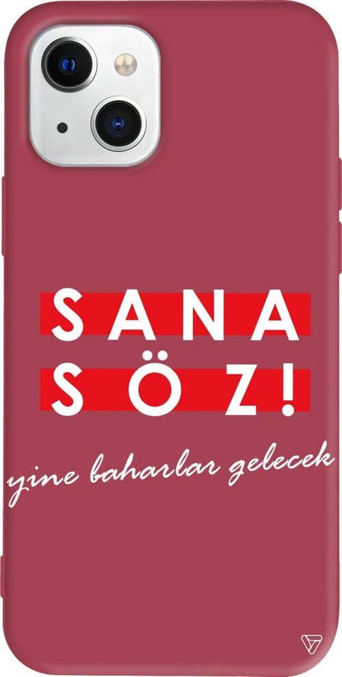 iPhone 15 Uyumlu Bordo Renkli Sana Söz Yine Baharlar Gelecek Telefon Kılıfı