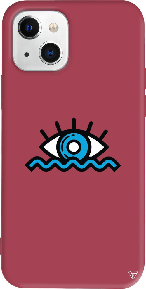 iPhone 15 Uyumlu Bordo Renkli Silikon Denizci Gözü Eyes on You Koleksiyonu Telefon Kılıfı