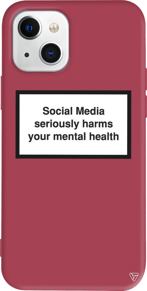 iPhone 15 Uyumlu Bordo Renkli Social Media seriously harms your mental health Telefon Kılıfı