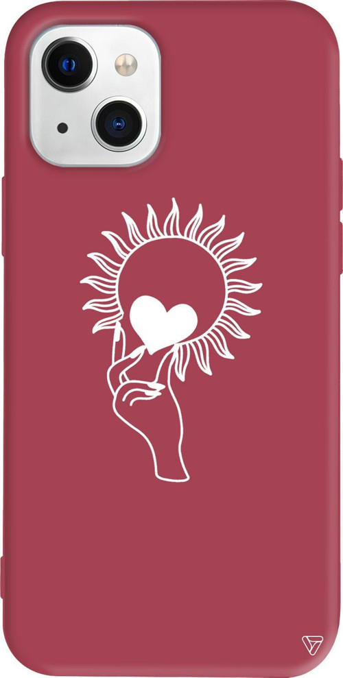 iPhone 15 Uyumlu Bordo Renkli Silikon Keep Heart Line Art Koleksiyonu Telefon Kılıfı