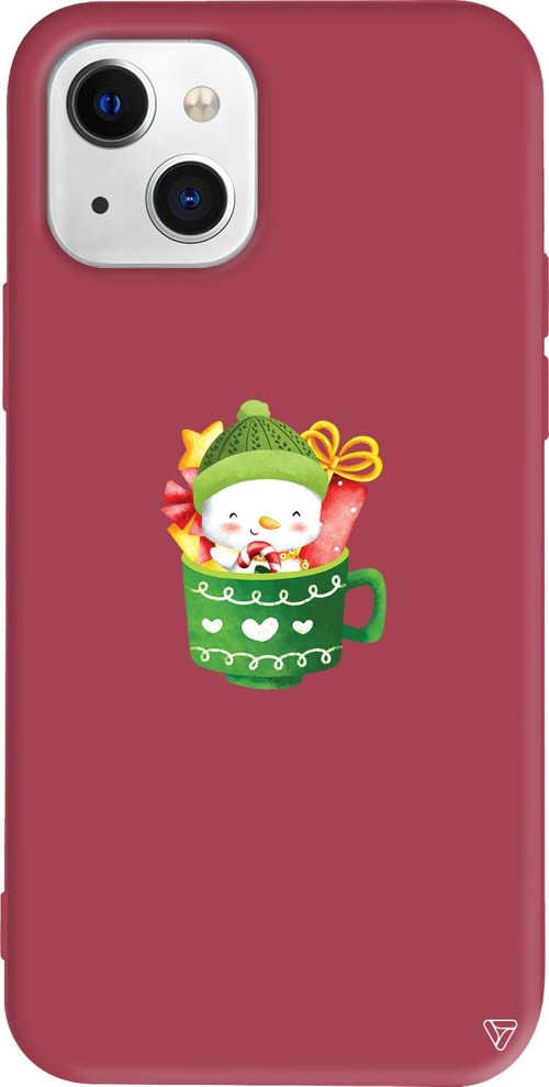 iPhone 15 Uyumlu Bordo Renkli Silikon A Cup Of Xmas 8 Christmas Koleksiyonu Telefon Kılıfı