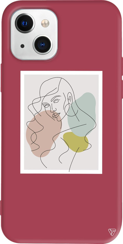 iPhone 15 Uyumlu Bordo Renkli Silikon Duru 3 Line Art Koleksiyonu Telefon Kılıfı