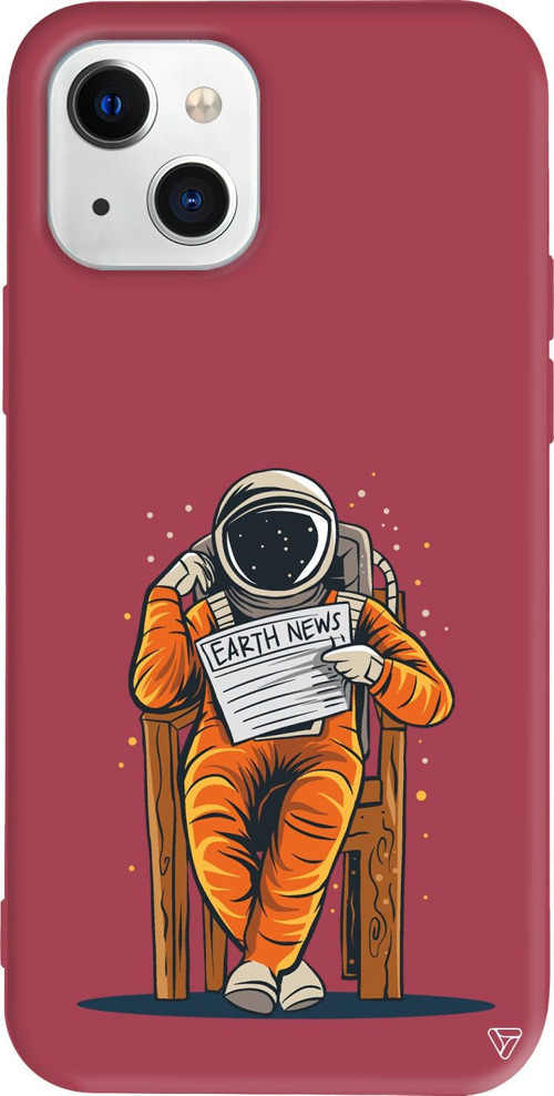 iPhone 15 Uyumlu Bordo Renkli Silikon Earth News Space Koleksiyonu Telefon Kılıfı