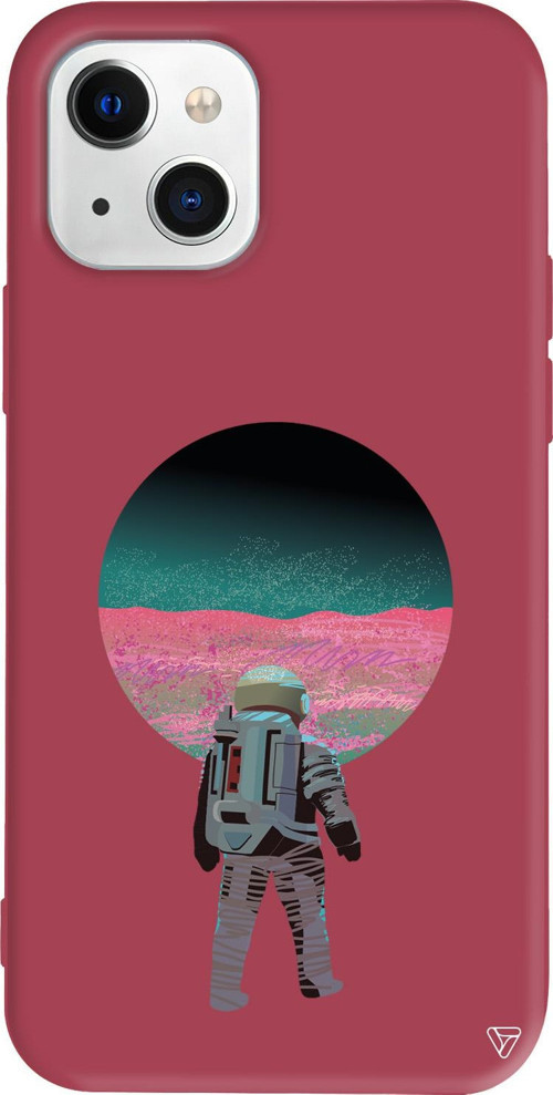 iPhone 15 Uyumlu Bordo Renkli Silikon Evden Uzakta Space Koleksiyonu Telefon Kılıfı
