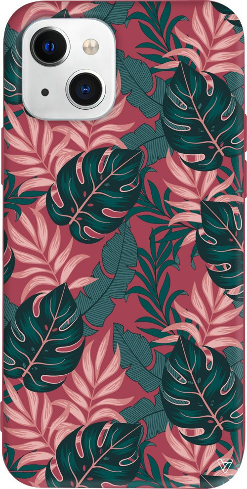 iPhone 15 Uyumlu Bordo Renkli Silikon Life's Leaf Floral Koleksiyonu Telefon Kılıfı