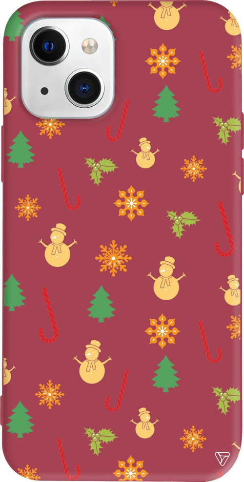 iPhone 15 Uyumlu Bordo Renkli Silikon Very Christmas Christmas Koleksiyonu Telefon Kılıfı