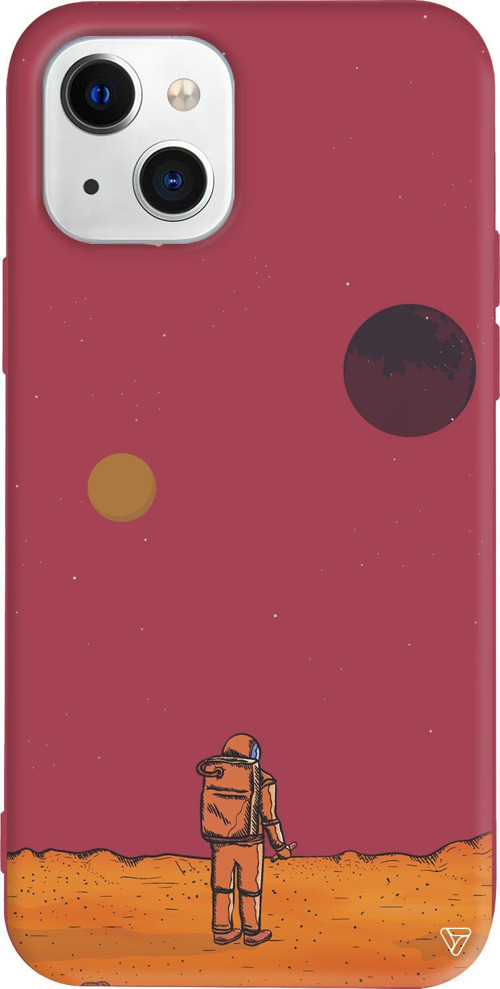 iPhone 15 Uyumlu Bordo Renkli Silikon Mars Space Koleksiyonu Telefon Kılıfı