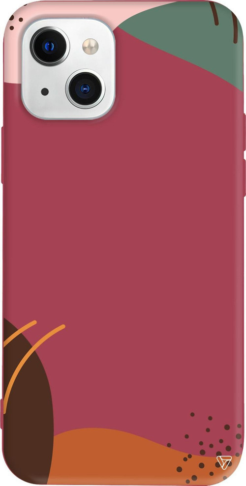 iPhone 15 Uyumlu Bordo Renkli Silikon Sade Şekil 3 Abstract Koleksiyonu Telefon Kılıfı