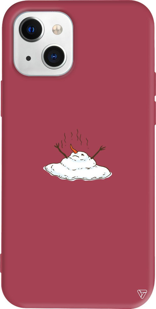 iPhone 15 Uyumlu Bordo Renkli Silikon Melting Snowman Christmas Koleksiyonu Telefon Kılıfı
