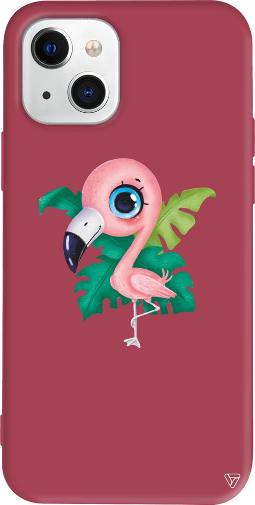 iPhone 15 Uyumlu Bordo Renkli Silikon Yavru Flamingo Animal Koleksiyonu Telefon Kılıfı