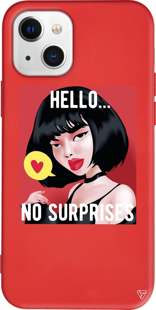 iPhone 15 Uyumlu Kırmızı Renkli Silikon Hello... Girl Boss Koleksiyonu Telefon Kılıfı