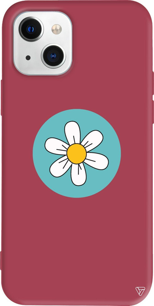 iPhone 15 Uyumlu Bordo Renkli Silikon Single Daisy Summer Koleksiyonu Telefon Kılıfı