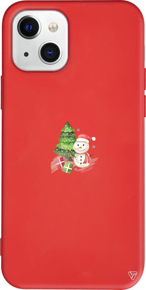 iPhone 15 Uyumlu Kırmızı Renkli Silikon Cute Snowman Christmas Koleksiyonu Telefon Kılıfı