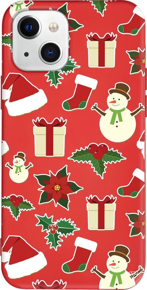 iPhone 15 Uyumlu Kırmızı Renkli Silikon Just Xmas Christmas Koleksiyonu Telefon Kılıfı