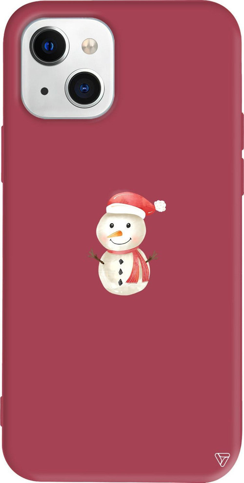 iPhone 15 Uyumlu Bordo Renkli Silikon Snowman Christmas Koleksiyonu Telefon Kılıfı