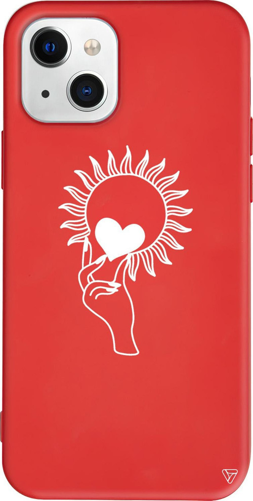 iPhone 15 Uyumlu Kırmızı Renkli Silikon Keep Heart Line Art Koleksiyonu Telefon Kılıfı