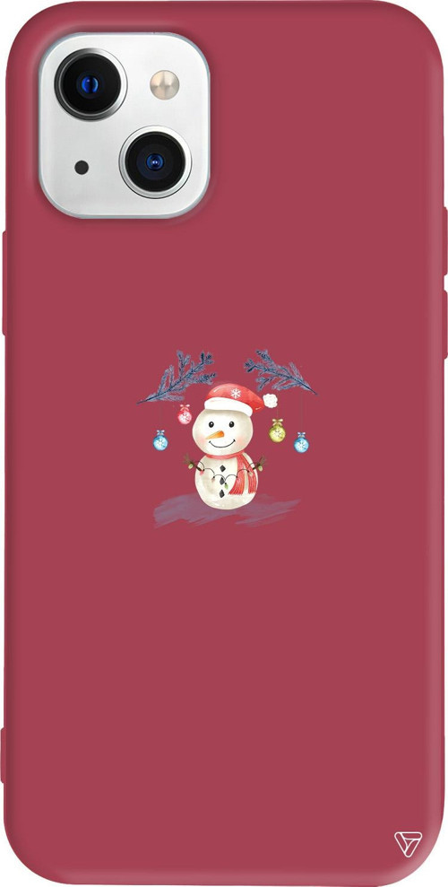 iPhone 15 Uyumlu Bordo Renkli Silikon Sugar Snowman Christmas Koleksiyonu Telefon Kılıfı