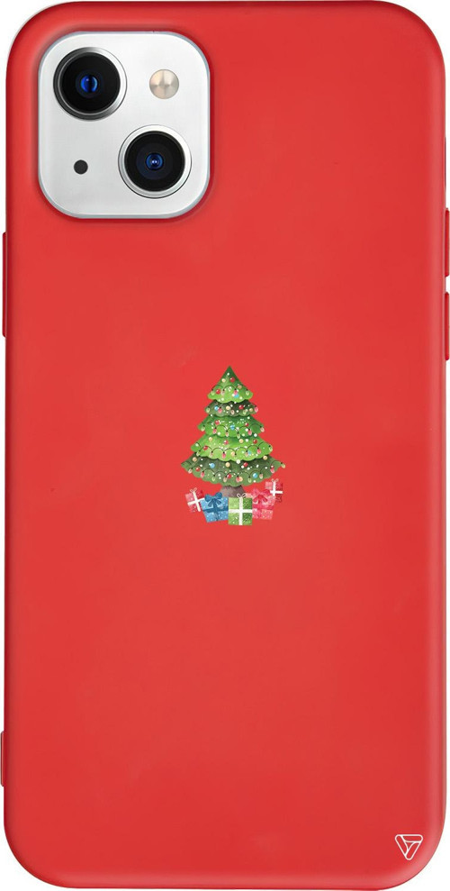 iPhone 15 Uyumlu Kırmızı Renkli Silikon Gifty Tree Christmas Koleksiyonu Telefon Kılıfı