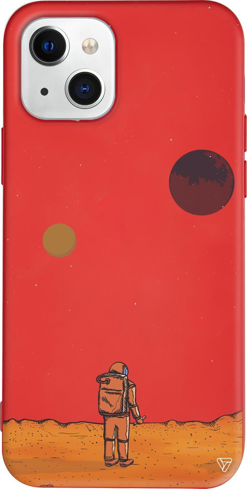 iPhone 15 Uyumlu Kırmızı Renkli Silikon Mars Space Koleksiyonu Telefon Kılıfı