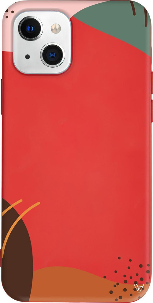 iPhone 15 Uyumlu Kırmızı Renkli Silikon Sade Şekil 3 Abstract Koleksiyonu Telefon Kılıfı