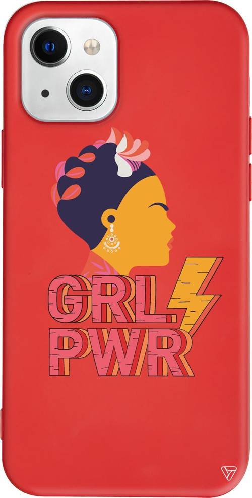 iPhone 15 Uyumlu Kırmızı Renkli Silikon Grl Pwr Girl Boss Koleksiyonu Telefon Kılıfı