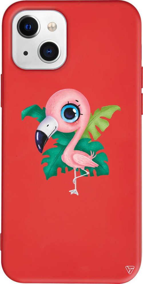 iPhone 15 Uyumlu Kırmızı Renkli Silikon Yavru Flamingo Animal Koleksiyonu Telefon Kılıfı
