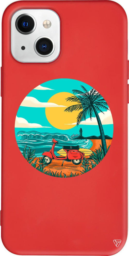iPhone 15 Uyumlu Kırmızı Renkli Silikon Simple Life Summer Koleksiyonu Telefon Kılıfı