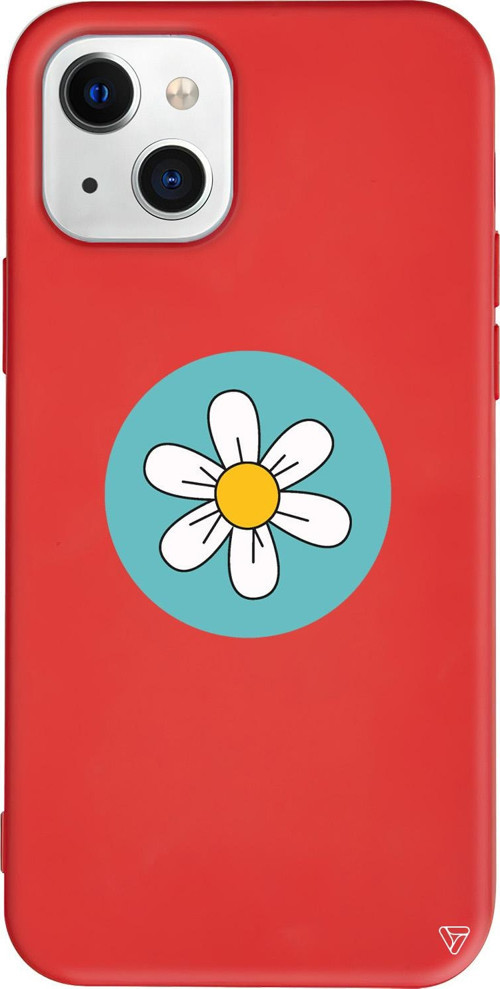 iPhone 15 Uyumlu Kırmızı Renkli Silikon Single Daisy Summer Koleksiyonu Telefon Kılıfı