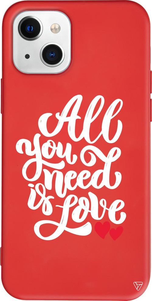 iPhone 15 Uyumlu Kırmızı Renkli Silikon Need Love Mottolar Koleksiyonu Telefon Kılıfı