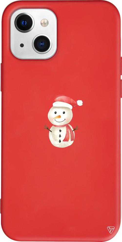 iPhone 15 Uyumlu Kırmızı Renkli Silikon Snowman Christmas Koleksiyonu Telefon Kılıfı