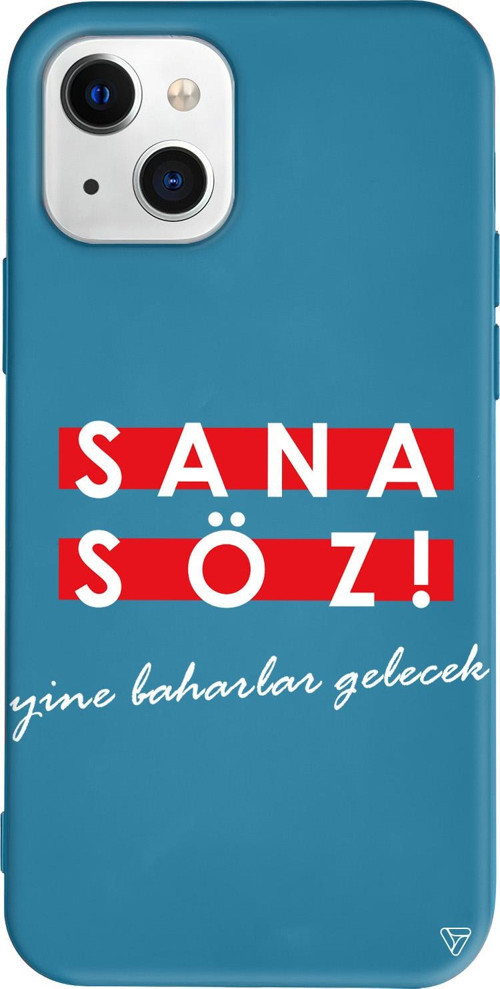iPhone 15 Uyumlu Lacivert Renkli Sana Söz Yine Baharlar Gelecek Telefon Kılıfı