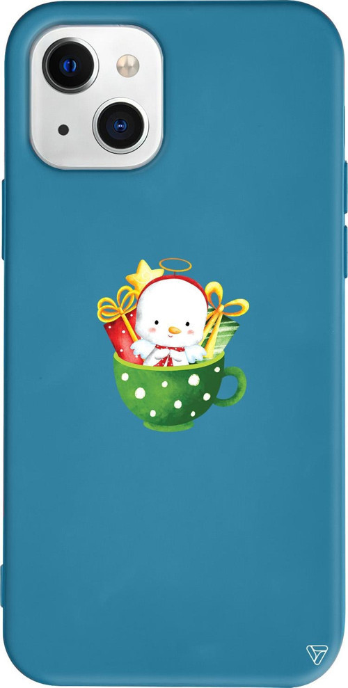 iPhone 15 Uyumlu Lacivert Renkli Silikon A Cup Of Xmas 6 Christmas Koleksiyonu Telefon Kılıfı