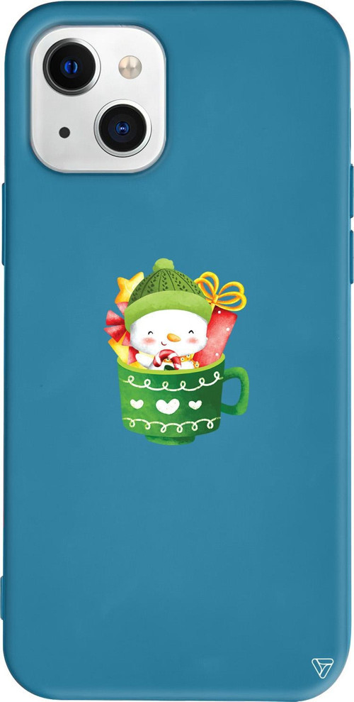iPhone 15 Uyumlu Lacivert Renkli Silikon A Cup Of Xmas 8 Christmas Koleksiyonu Telefon Kılıfı