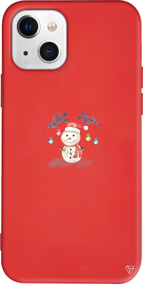iPhone 15 Uyumlu Kırmızı Renkli Silikon Sugar Snowman Christmas Koleksiyonu Telefon Kılıfı