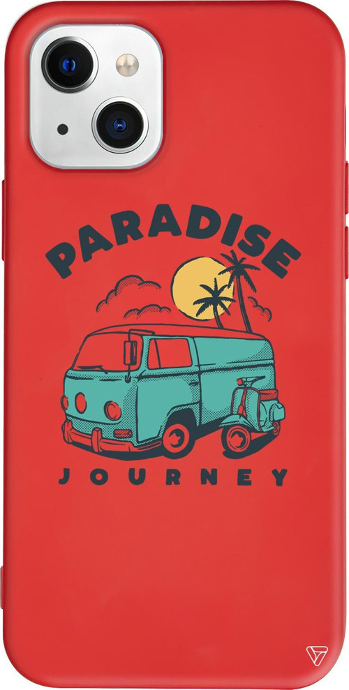 iPhone 15 Uyumlu Kırmızı Renkli Silikon Paradise Retro Koleksiyonu Telefon Kılıfı