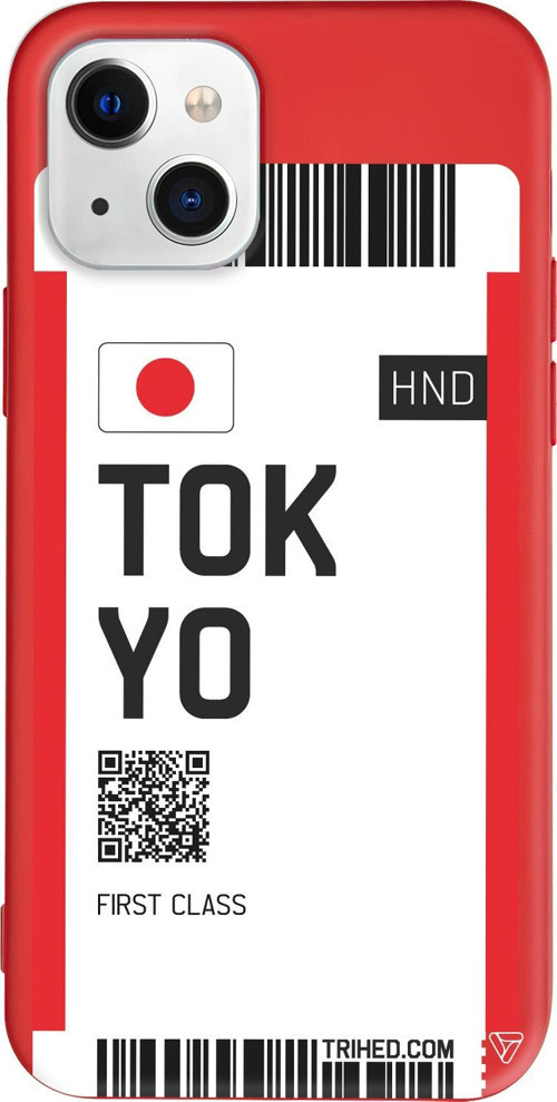 iPhone 15 Uyumlu Kırmızı Renkli Silikon Tokyo Bileti Travel Koleksiyonu Telefon Kılıfı