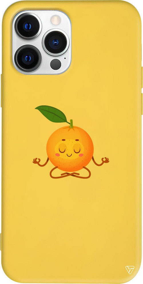 iPhone 15 Pro Uyumlu Sarı Renkli Silikon Meditasyon Portakal Telefon Kılıfı