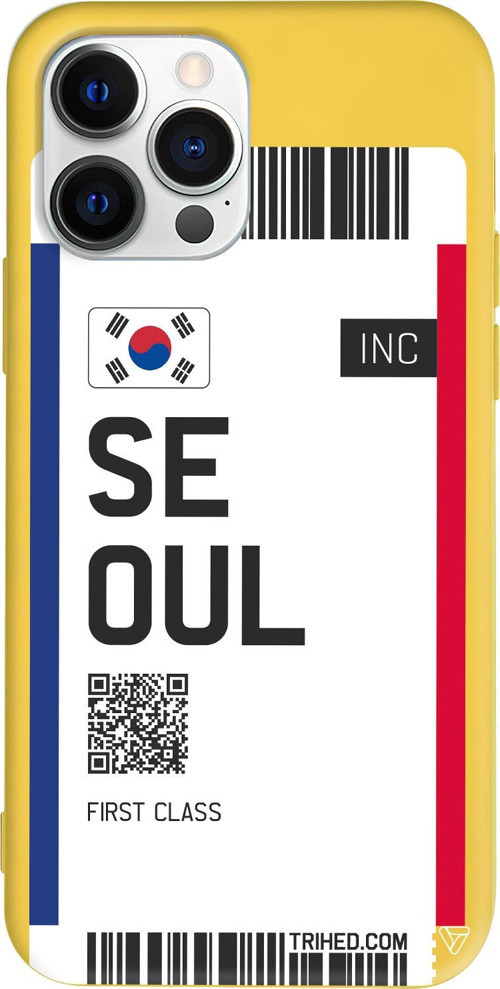 iPhone 15 Pro Uyumlu Sarı Renkli Silikon Seoul Bileti Telefon Kılıfı