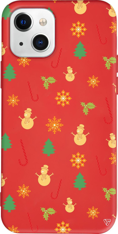 iPhone 15 Uyumlu Kırmızı Renkli Silikon Very Christmas Christmas Koleksiyonu Telefon Kılıfı