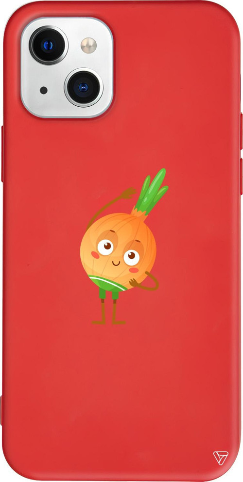 iPhone 15 Uyumlu Kırmızı Renkli Silikon Warming Onion Meyveler Koleksiyonu Telefon Kılıfı