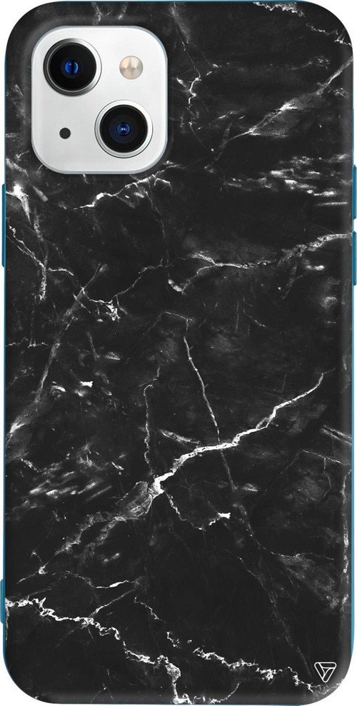 iPhone 15 Uyumlu Lacivert Renkli Silikon Black Marble 2 Mermer Koleksiyonu Telefon Kılıfı