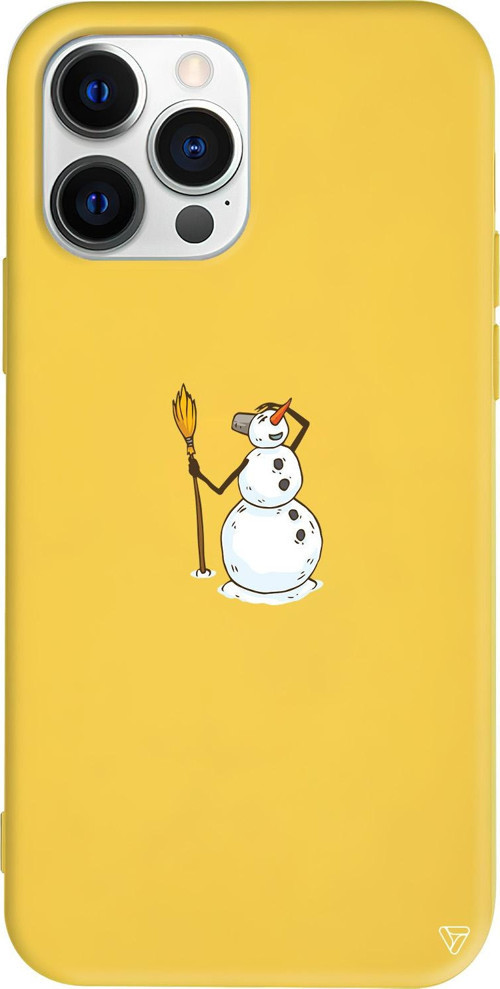 iPhone 15 Pro Uyumlu Sarı Renkli Silikon Snowman Looking Around Uyumlu Telefon Kılıfı