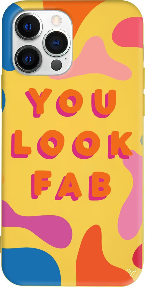 iPhone 15 Pro Uyumlu Sarı Renkli Silikon You Look Fab Abstract Koleksiyonu Telefon Kılıfı