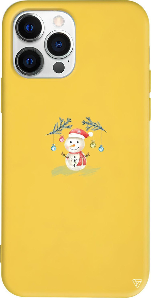 iPhone 15 Pro Uyumlu Sarı Renkli Silikon Sugar Snowman Telefon Kılıfı
