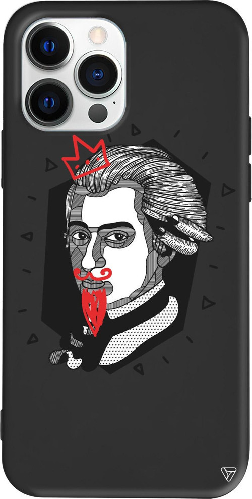 iPhone 15 Pro Uyumlu Siyah Renkli Silikon Amadeus Mozart Telefon Kılıfı
