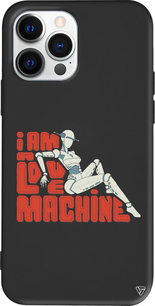iPhone 15 Pro Uyumlu Siyah Renkli Silikon Love Machine Telefon Kılıfı