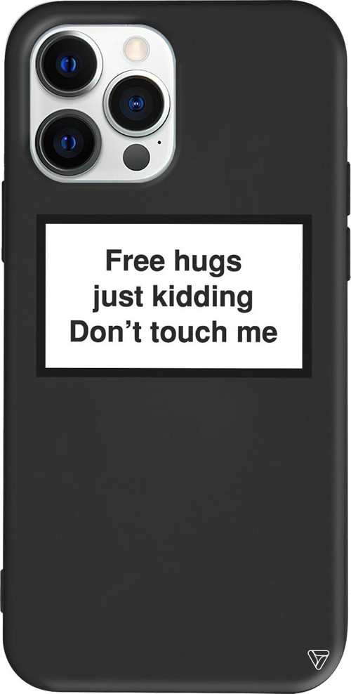iPhone 15 Pro Uyumlu Siyah Renkli Silikon Free Hgs Just Kidding, Me Don't Touch Me. Telefon Kılıfı